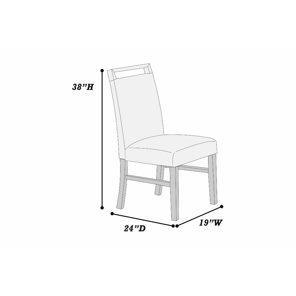 Benjara Dining Side Chair Set of 2, Charcoal Gray Fabric Foam Seat, Black Rubberwood