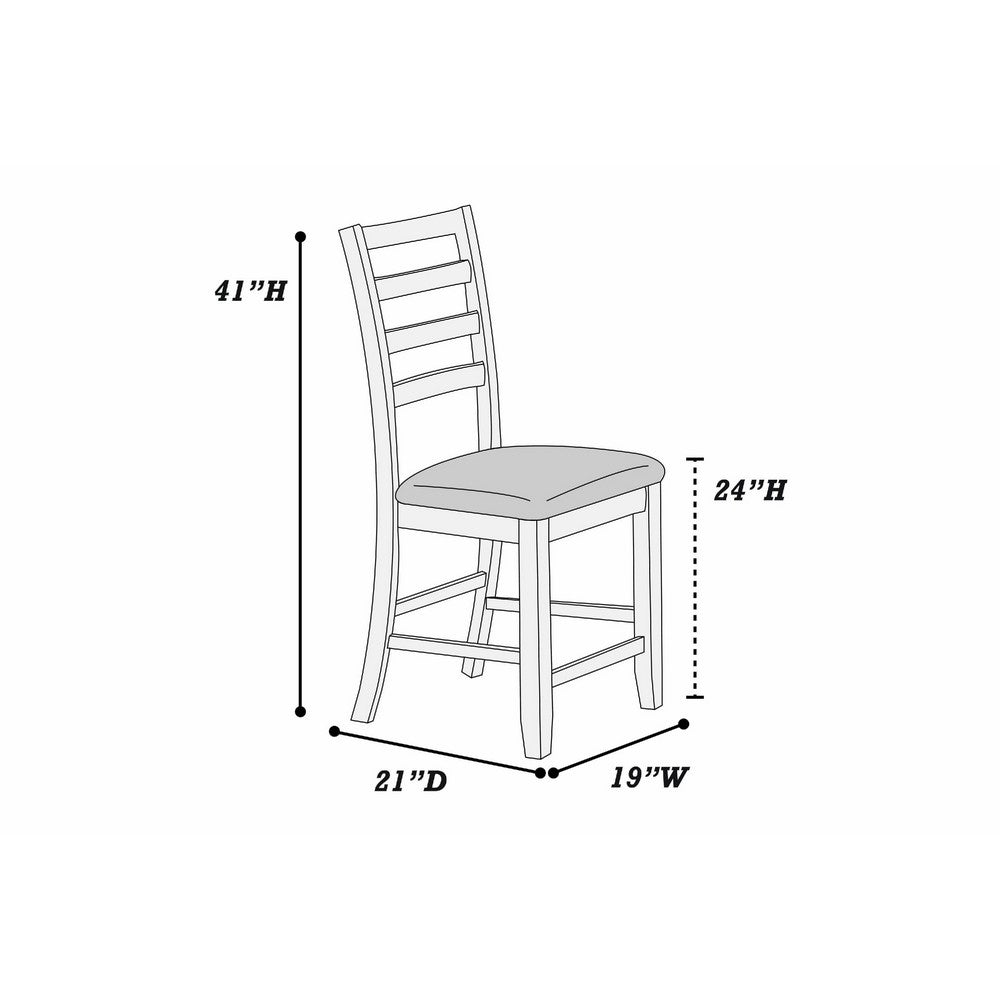 Benjara Rosanna Counter Height Chairs, Set of 2, White Fabric Foam Seat, Walnut Brown Wood