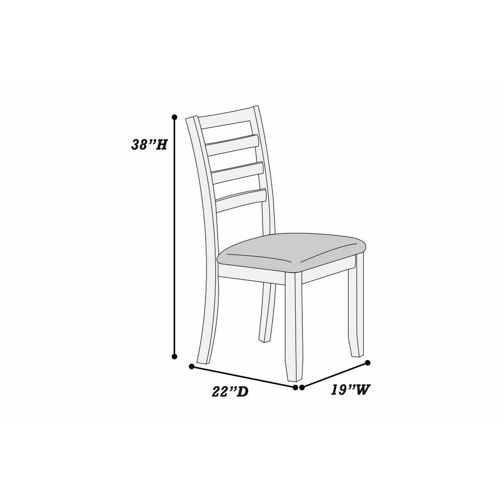 Benjara Rosanna Dining Chair, Set of 2, White Fabric Foam Seat, Walnut Brown Rubberwood