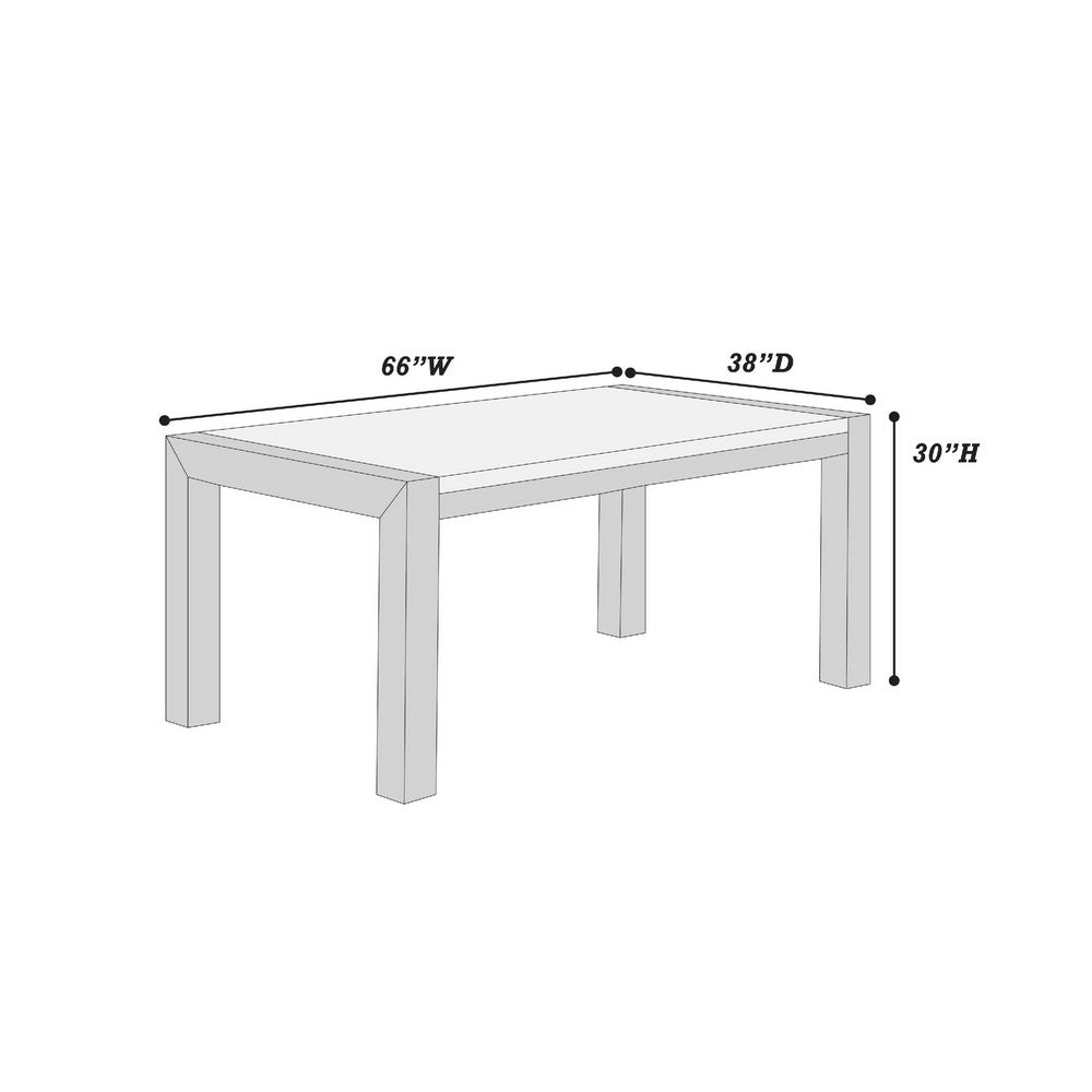 Benjara Shry Dining Table, Angular Design Faux-Marble Top, Gray Wood, 66 Inch