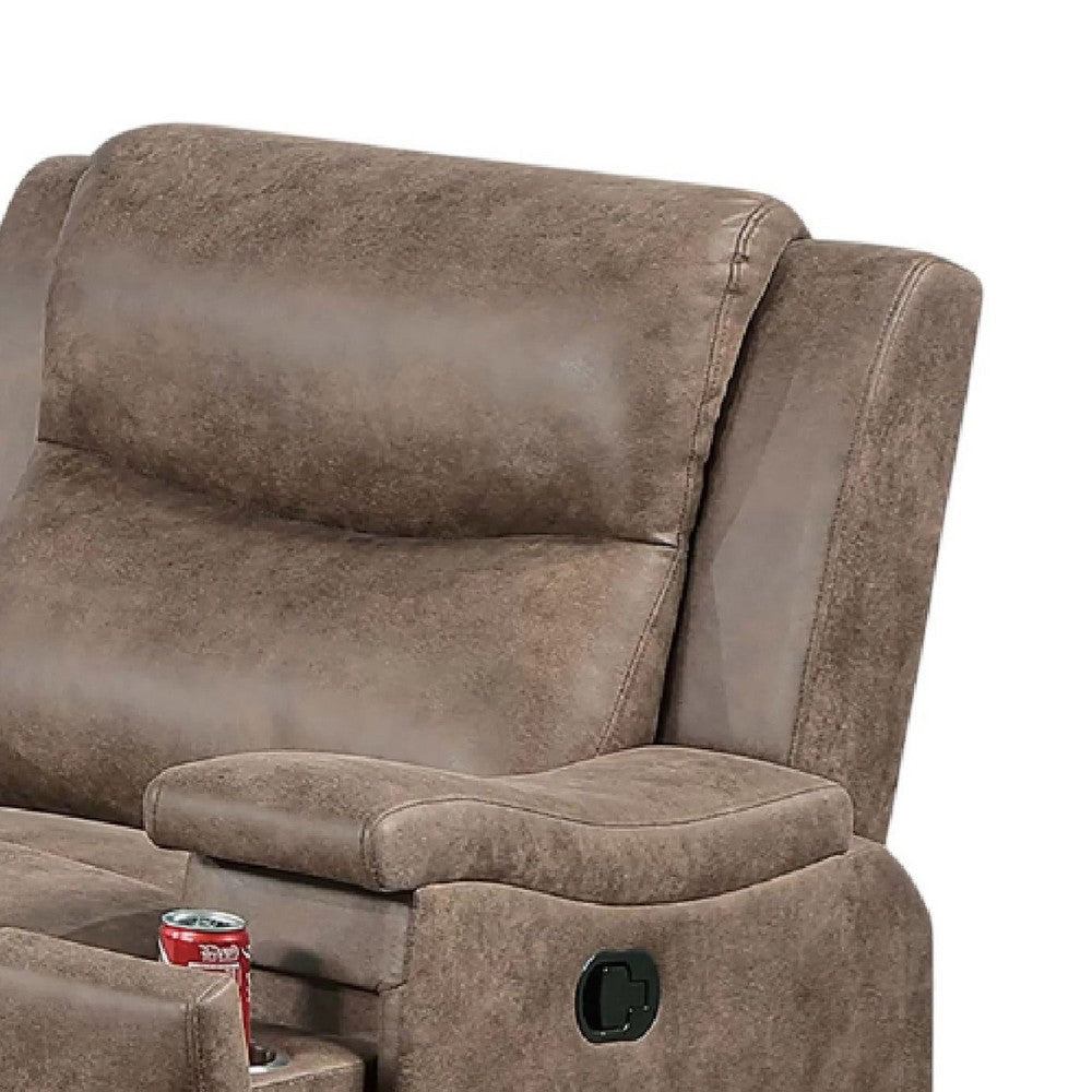 Benjara Verra Manual Recliner Lounge Chair, Auburn Tufted Faux Leather