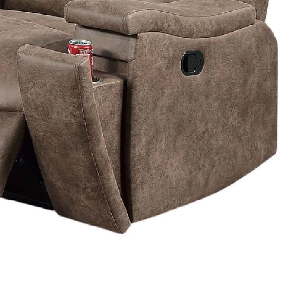 Benjara Verra Manual Recliner Lounge Chair, Auburn Tufted Faux Leather