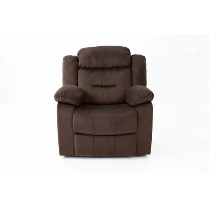Benjara Harper Manual Recliner Lounge Chair, Chocolate Brown Channel Tufted Velvet