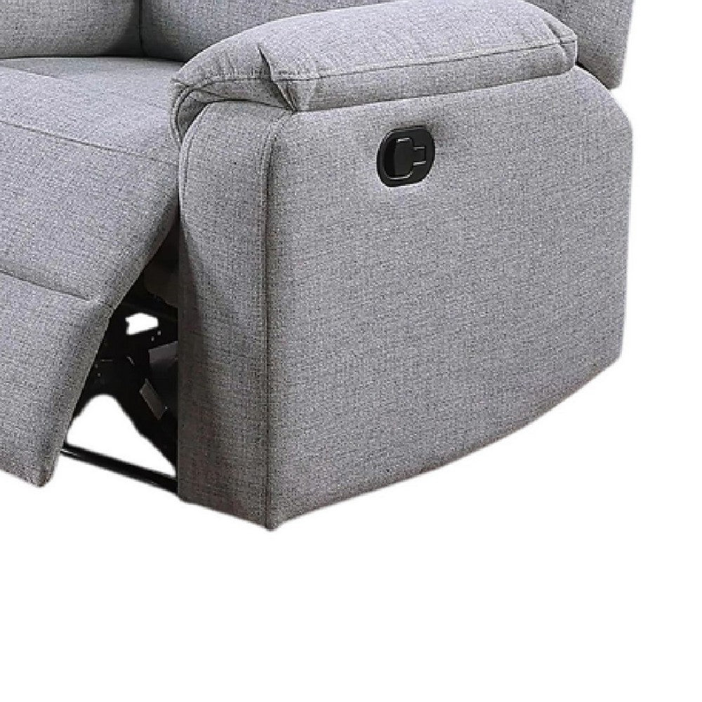 Benjara Sonia Manual Recliner Chair, Bone White Channel-Tufted Burlap