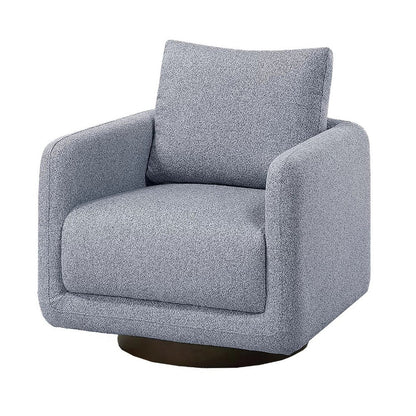 Benjara Wade Swivel Armchair with 360 Rotation And Square Frame, Gray Boucle