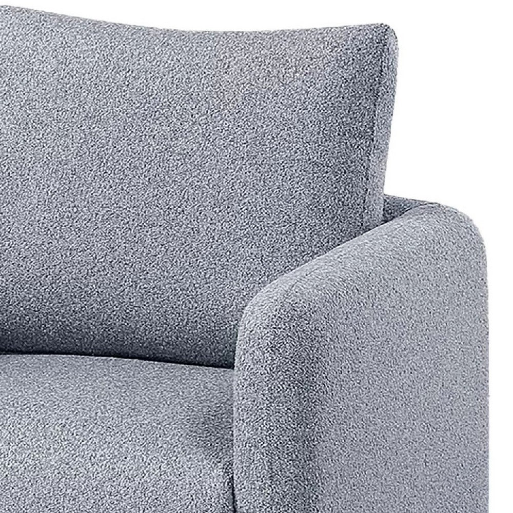 Benjara Wade Swivel Armchair with 360 Rotation And Square Frame, Gray Boucle