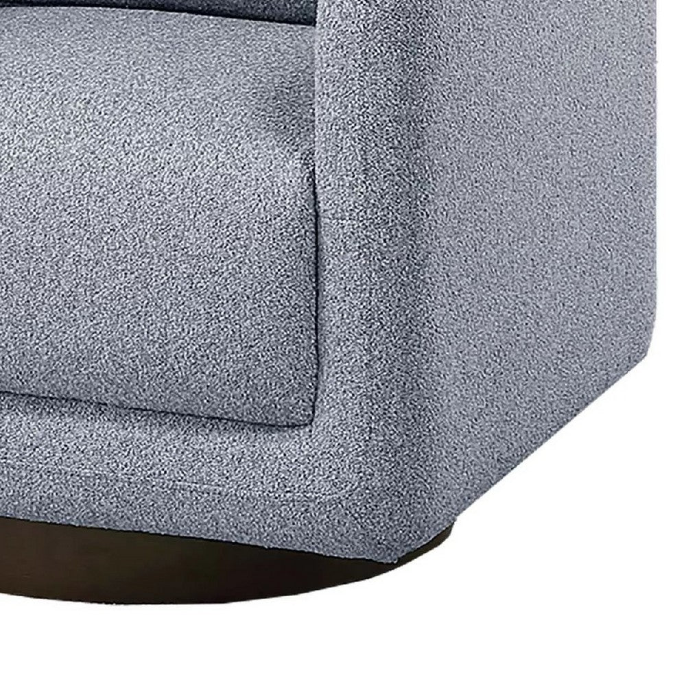 Benjara Wade Swivel Armchair with 360 Rotation And Square Frame, Gray Boucle