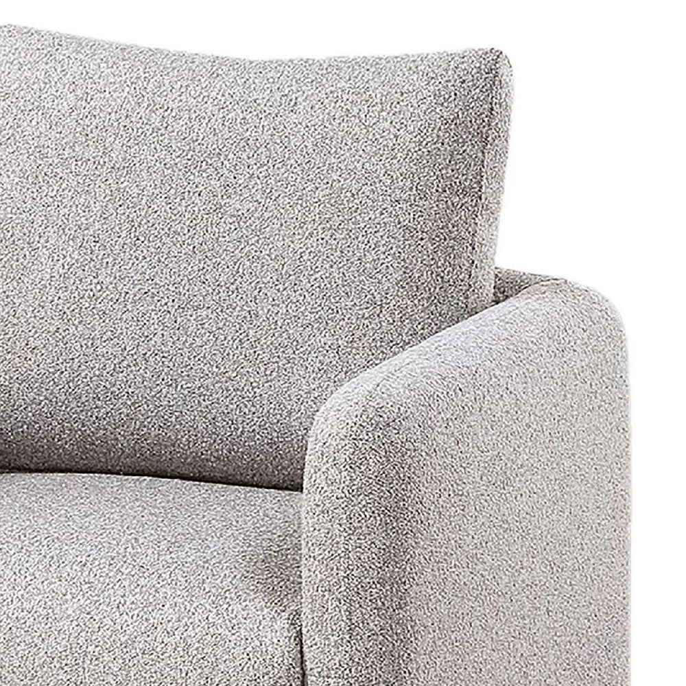 Benjara Wade Swivel Armchair with 360 Rotation, Square Frame, Beige Boucle