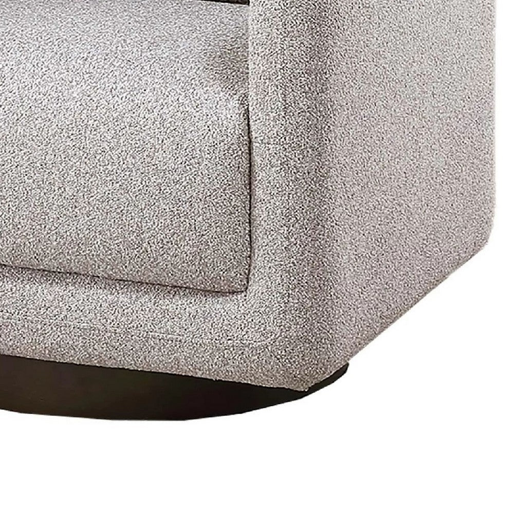 Benjara Wade Swivel Armchair with 360 Rotation, Square Frame, Beige Boucle