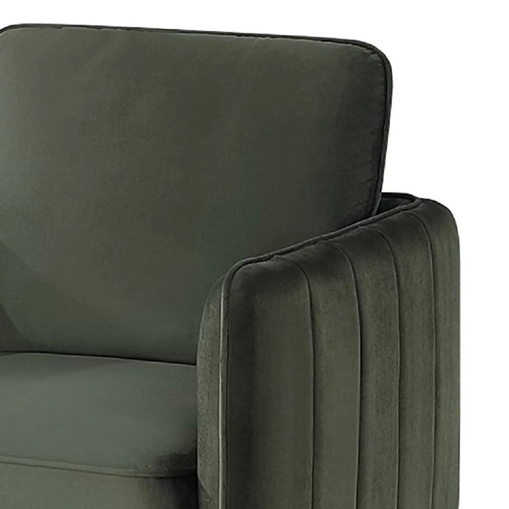 Benjara Reniz Accent Club Chair, Dark Green Velvet, Foam Cushions, Metal Legs