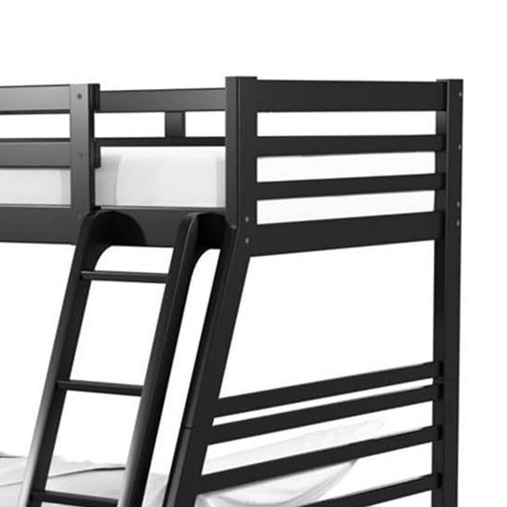 Benjara Zegy Twin over Full Bunk Bed with 2 Drawers And Attached Ladder, Black