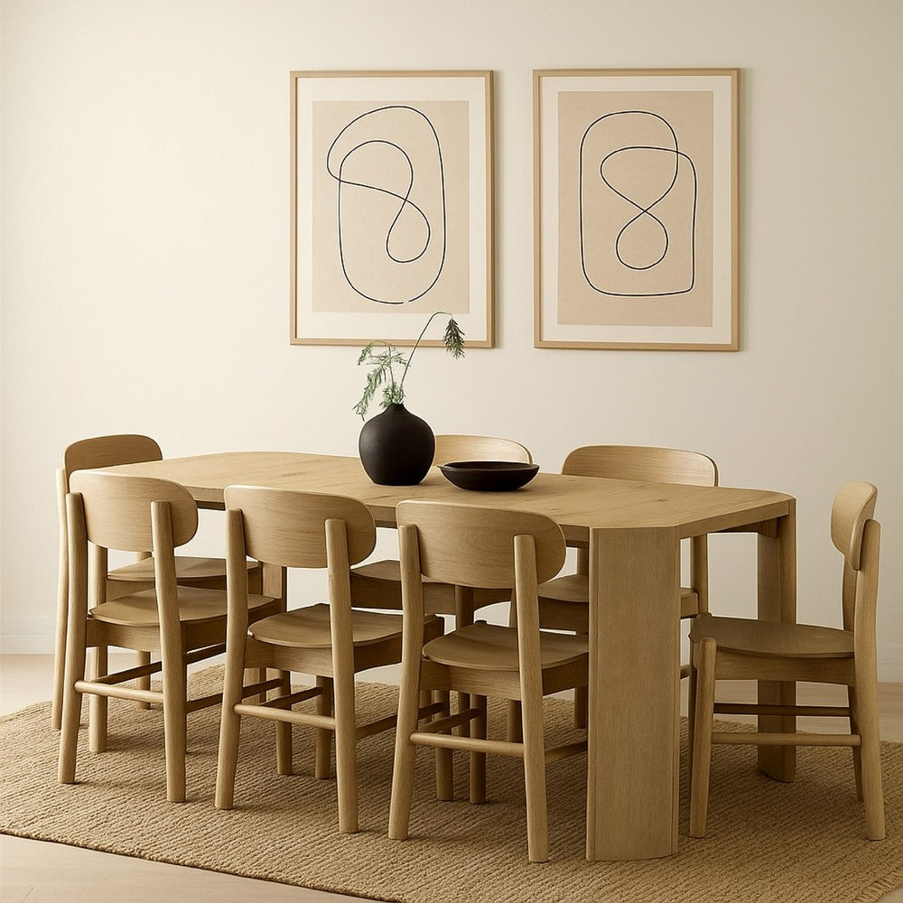 Benjara Edey Dining Table, 66-84 Inch Expandable Top in Oak Brown, Panel Legs