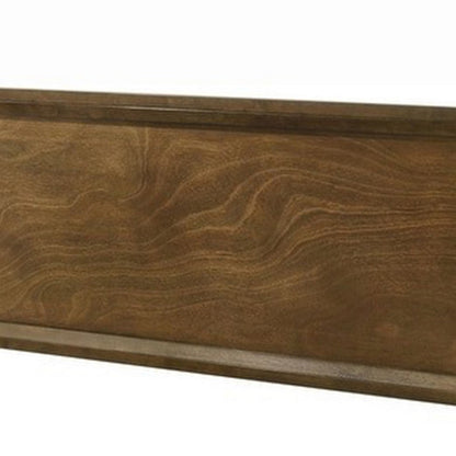 Benjara Rouk Twin Size Bed w Panel Headboard, Walnut Brown Okume Veneer
