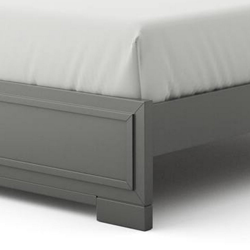Benjara Aliso Queen Size Bed, LED Panel Headboard, Modern Metallic Gray