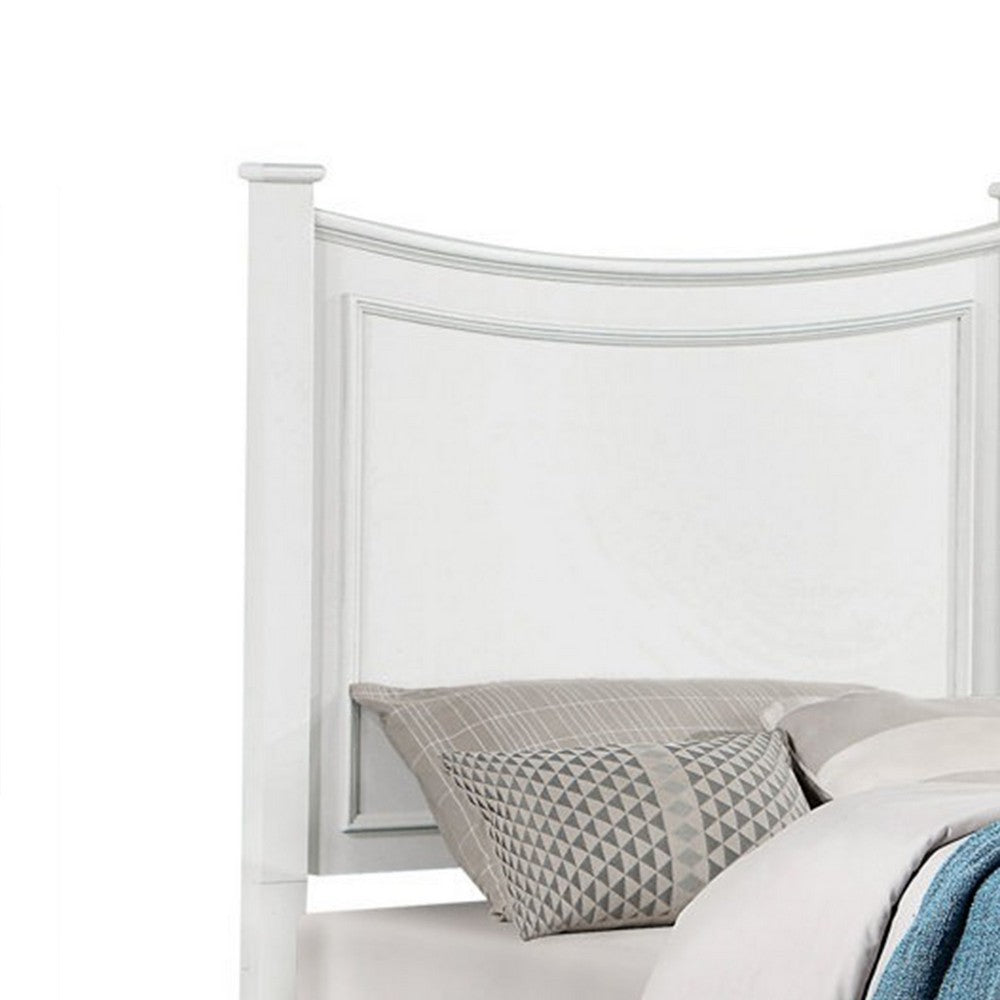 Benjara Joly Full Size Kids Bed with Cradle Inspired Trundle Storage, White