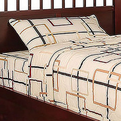Benjara Resy Twin Size Bed, Slatted Headboard And Side Drawers, Cherry Brown