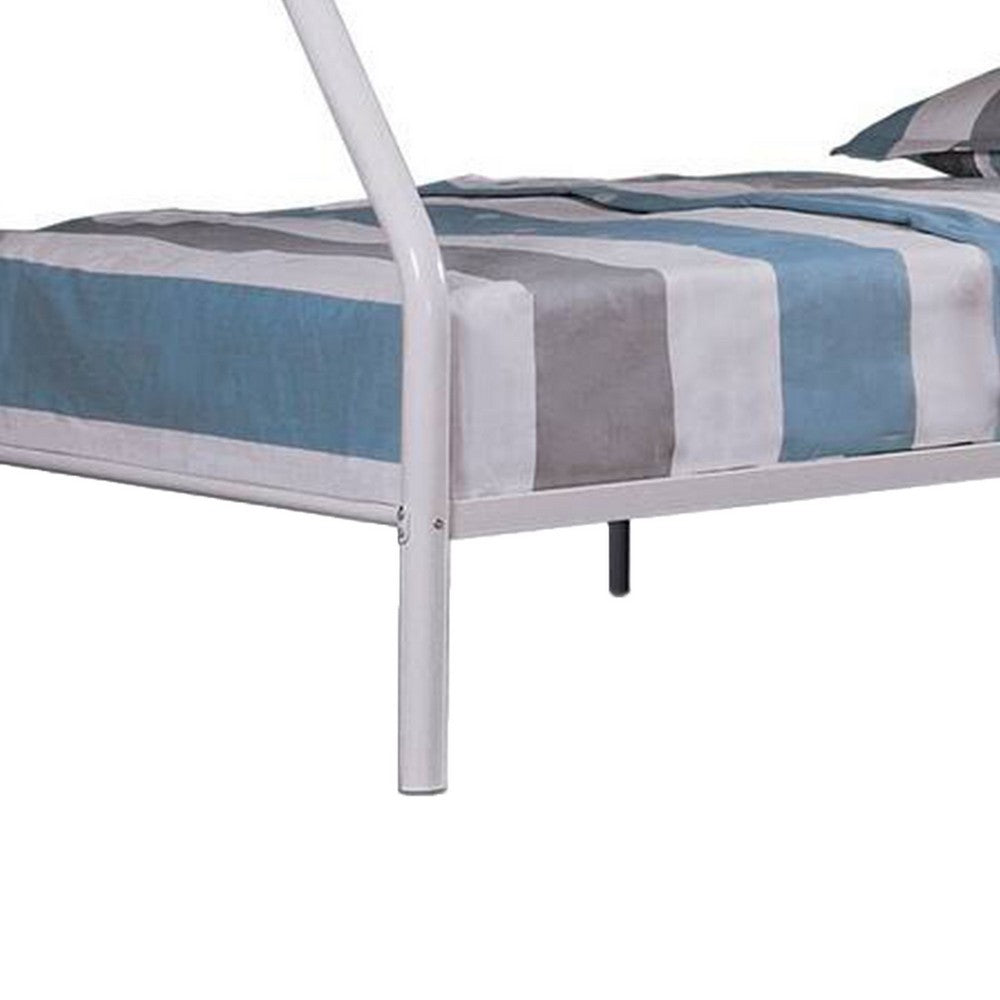 Benjara Fegy Twin over Full Bunk Bed with Ladder And Rails, Silver Metal Frame