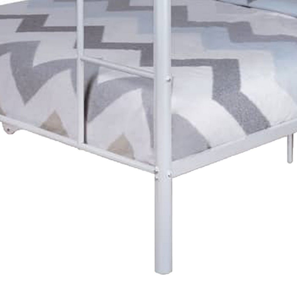 Benjara Fegy Full over Full Bunk Bed with Ladder And Rails, White Metal Frame