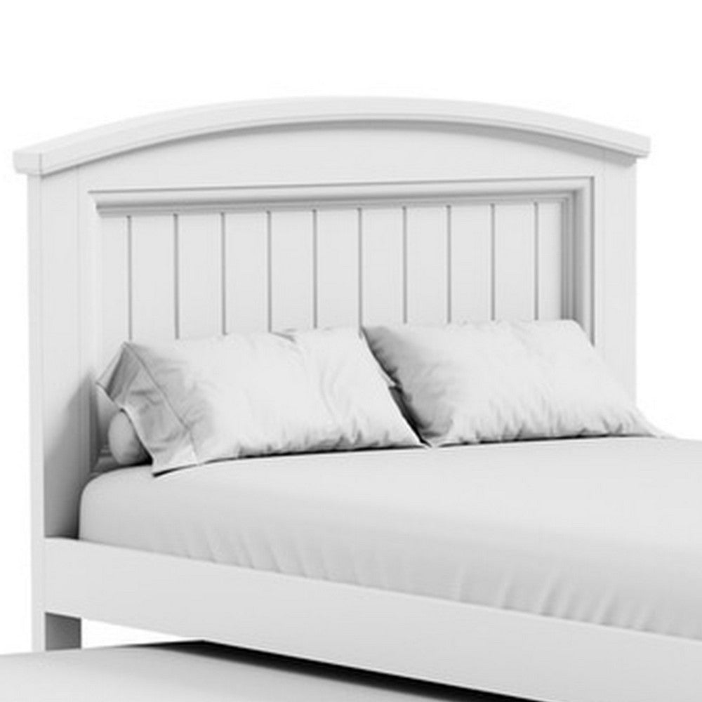 Benjara Toli Twin Captain Bed w Trundle, Drawers, White Curved Panel Headboard