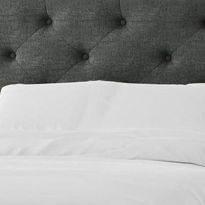 Benjara Sya Full Size Bed w Tufted Headboard, Underbed Storage, Dark Gray