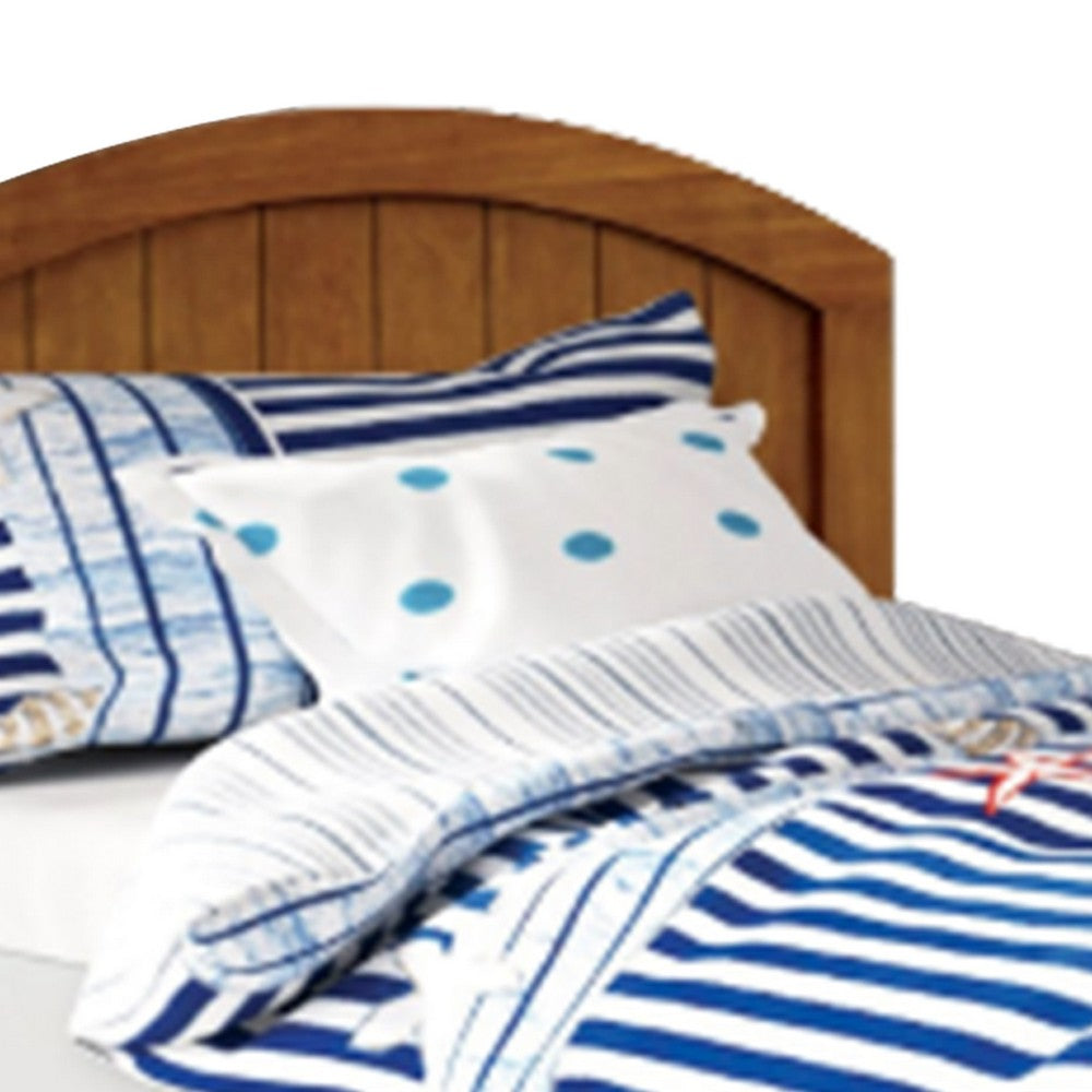 Benjara Evon Twin Captain Bed w Trundle, White, Oak Brown, Nautical Coastal Theme