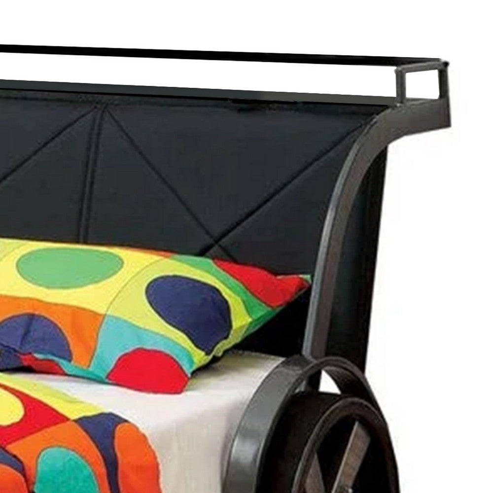 Benjara Gatsy GT Race Car Kids Full Bed with Headboard Shelf