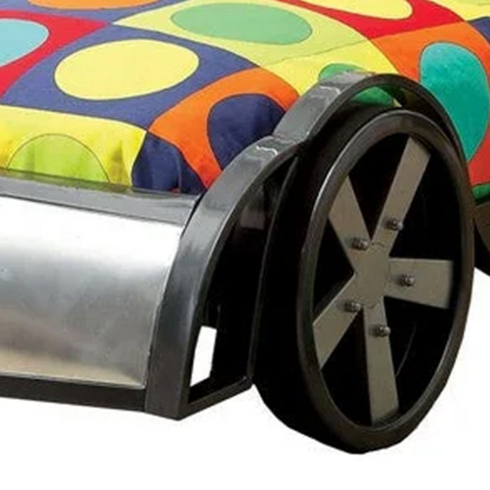 Benjara Gatsy GT Race Car Kids Full Bed with Headboard Shelf