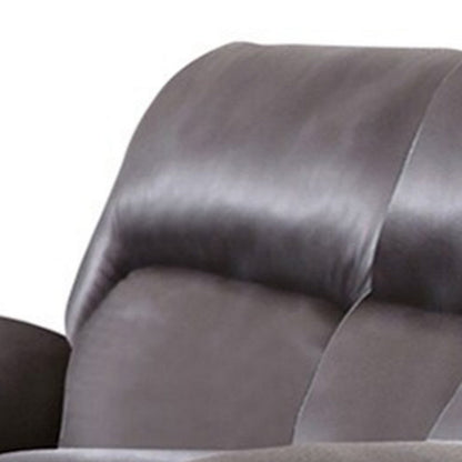 Benjara Josy Manual Recliner Loveseat with Console, Dark Gray Faux Leather, 77 Inch