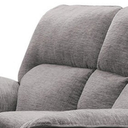Benjara Josy Manual Recliner Loveseat with Console, Light Gray Fabric, 77 Inch