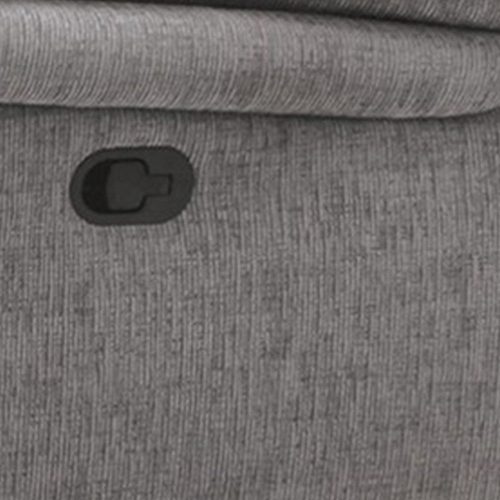 Benjara Josy Manual Recliner Loveseat with Console, Light Gray Fabric, 77 Inch