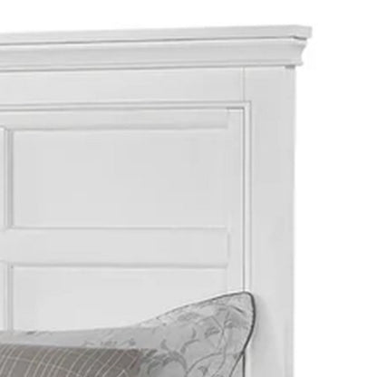 Benjara Lile Twin Bed with Side Rail Storage, Crown Molded Details, White Wood