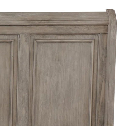 Benjara Ava Queen Bed with Footboard Storage And Bun Feet, Gray Solid Wood