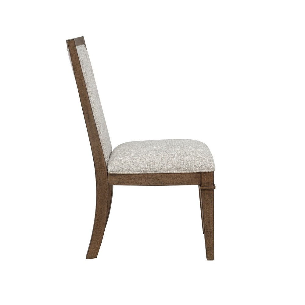Benjara Henry Dining Side Chair Set of 2, Beige Polyester, Vintage Mocha Brown