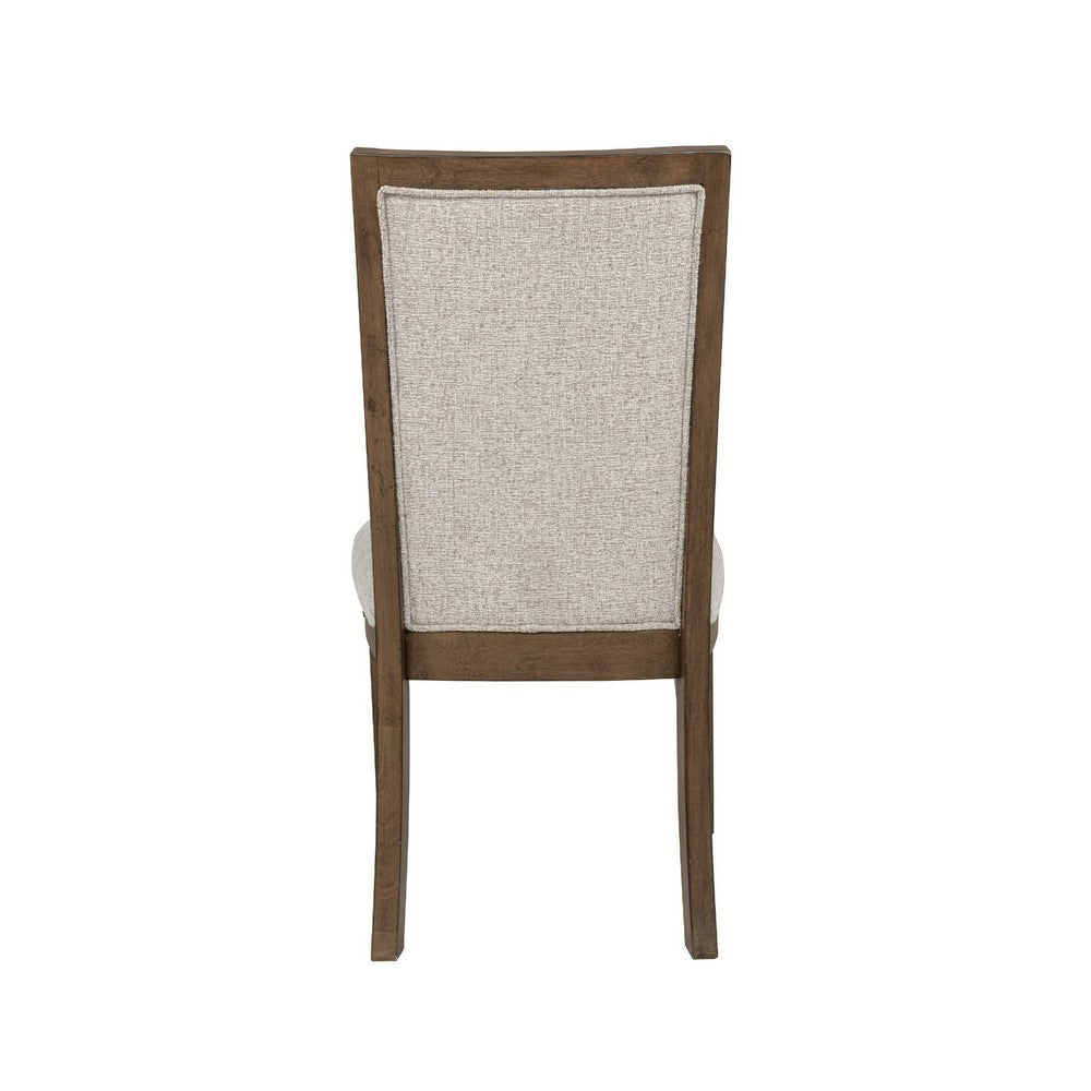 Benjara Henry Dining Side Chair Set of 2, Beige Polyester, Vintage Mocha Brown