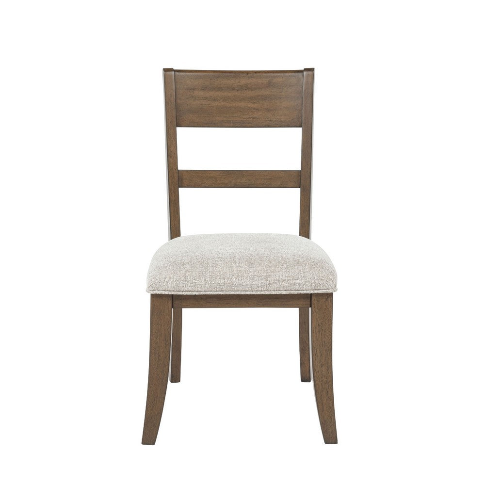 Benjara Henry Dining Side Chair Set of 2, Slat Back, Vintage Mocha Brown & Beige