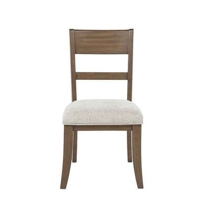 Benjara Henry Dining Side Chair Set of 2, Slat Back, Vintage Mocha Brown & Beige