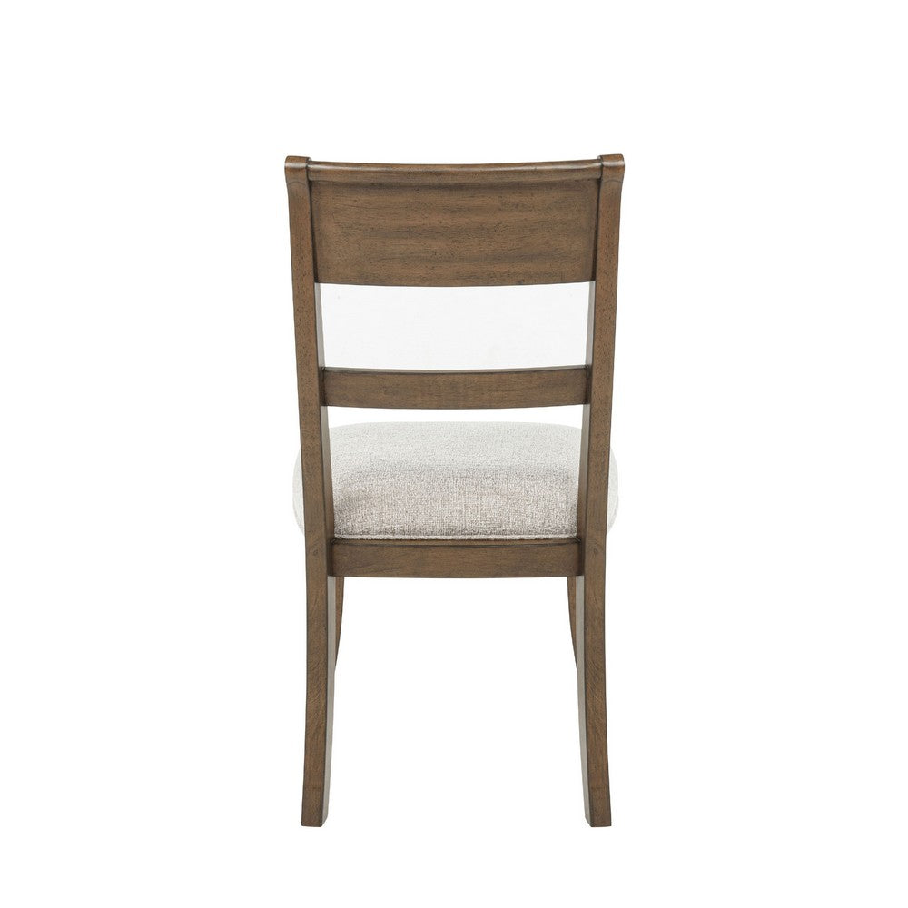 Benjara Henry Dining Side Chair Set of 2, Slat Back, Vintage Mocha Brown & Beige