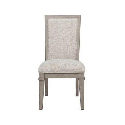 Benjara Henry Dining Side Chair Set of 2, Beige Polyester, Vintage Light Cream