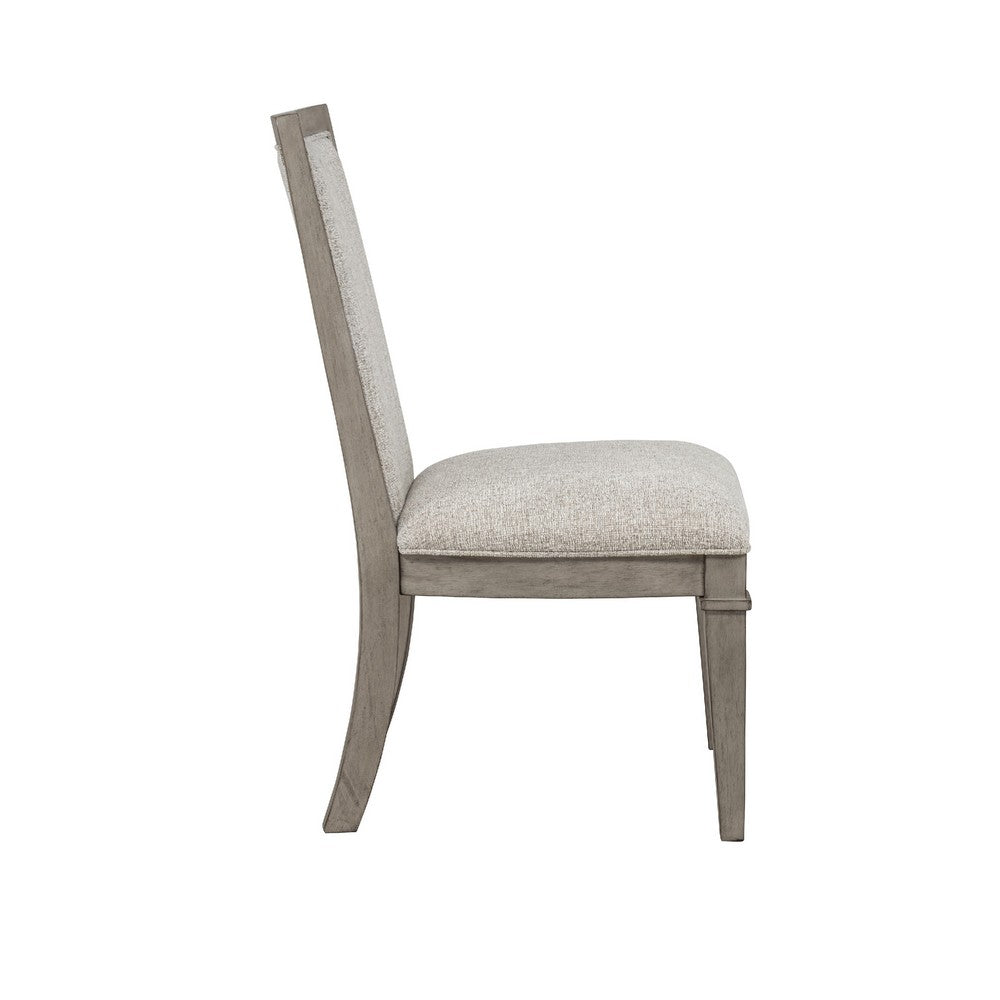 Benjara Henry Dining Side Chair Set of 2, Beige Polyester, Vintage Light Cream