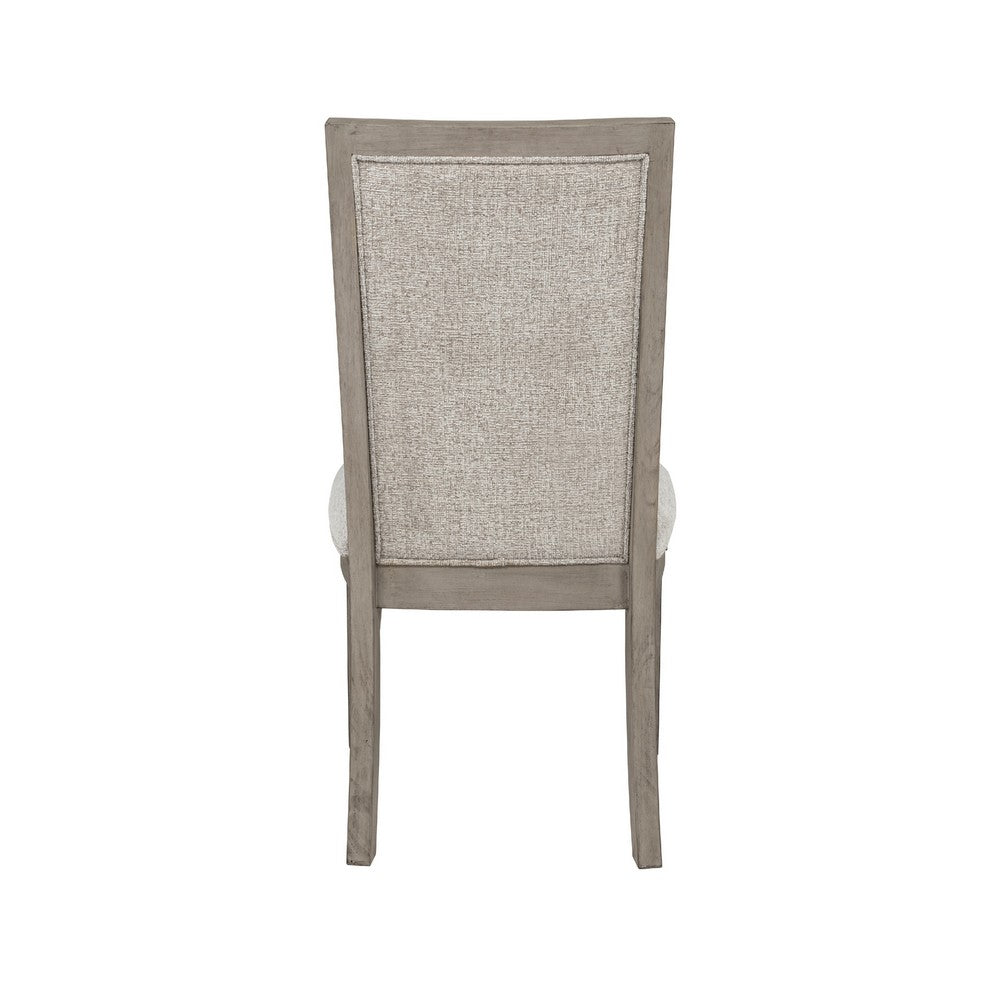 Benjara Henry Dining Side Chair Set of 2, Beige Polyester, Vintage Light Cream
