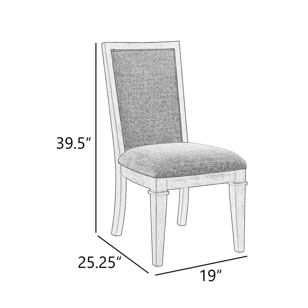 Benjara Henry Dining Side Chair Set of 2, Beige Polyester, Vintage Light Cream