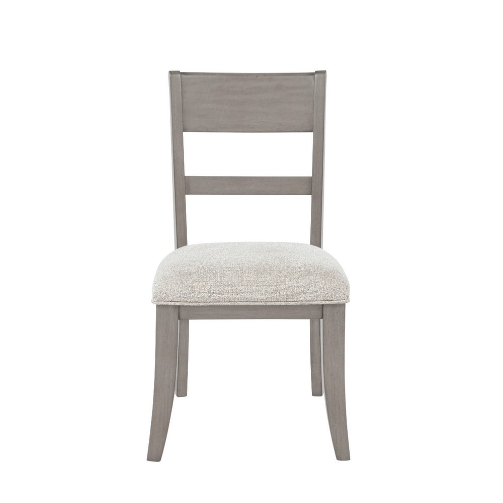 Benjara Henry Dining Side Chair Set of 2, Slat Back, Vintage Light Cream & Beige