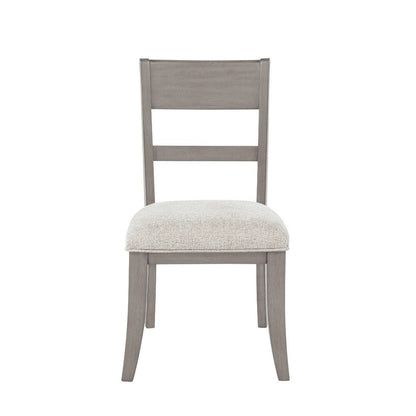 Benjara Henry Dining Side Chair Set of 2, Slat Back, Vintage Light Cream & Beige