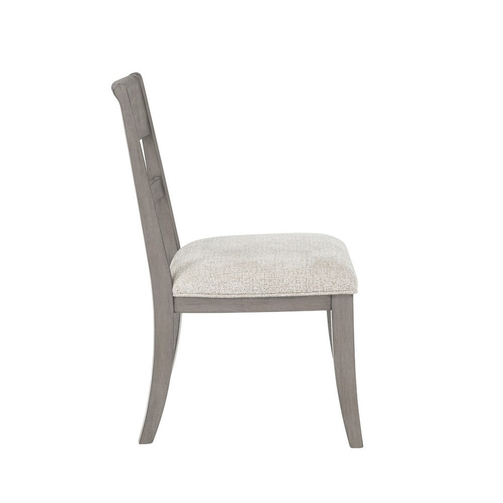 Benjara Henry Dining Side Chair Set of 2, Slat Back, Vintage Light Cream & Beige