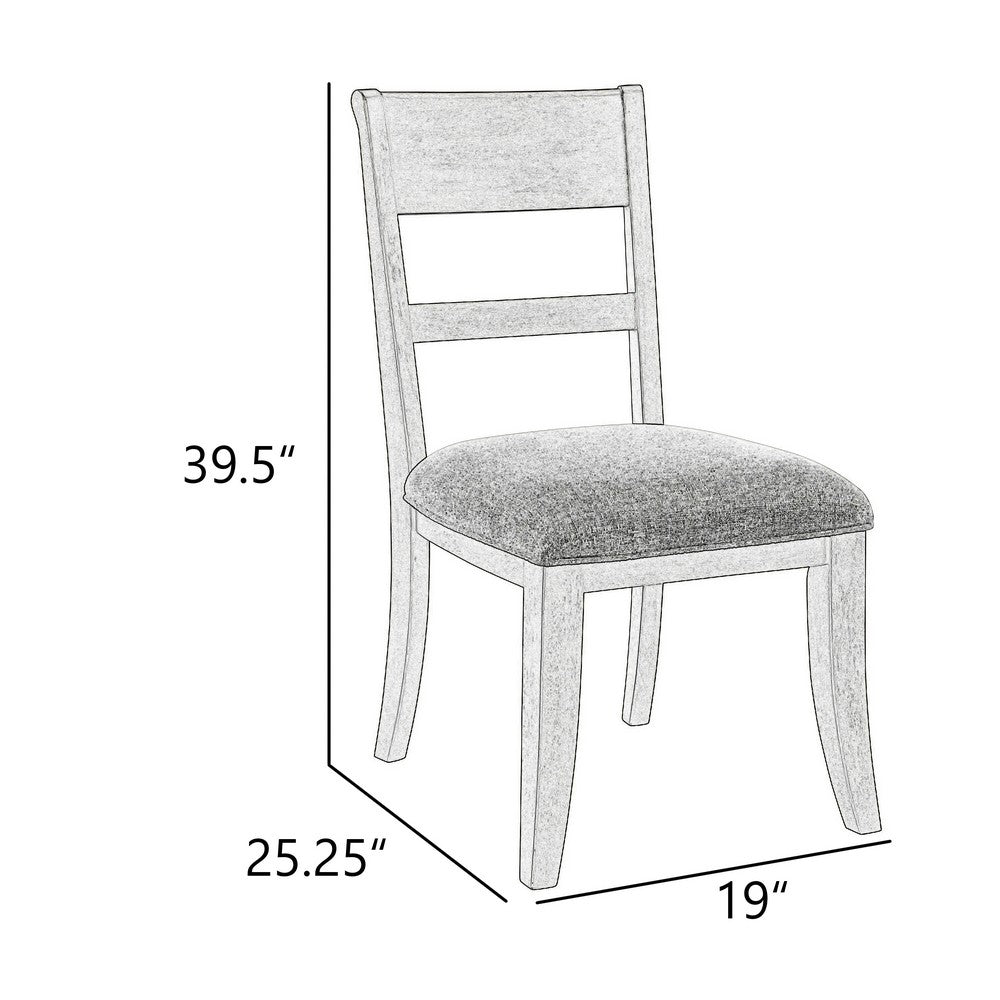 Benjara Henry Dining Side Chair Set of 2, Slat Back, Vintage Light Cream & Beige