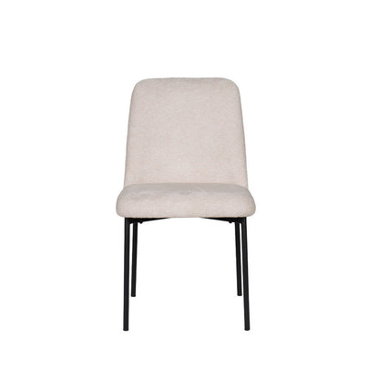 Benjara Ery Dining Side Chair Set of 2, Beige Cushions, Black Metal Frame