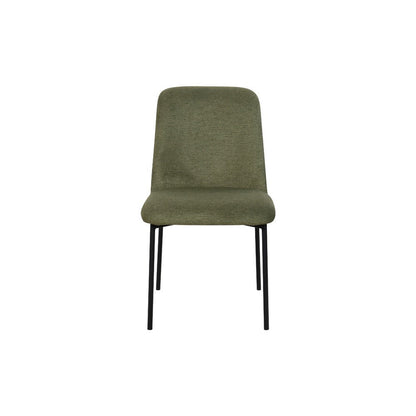 Benjara Ery Dining Side Chair Set of 2, Green Cushions, Black Metal Frame