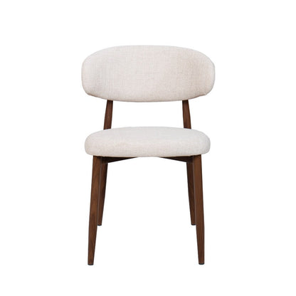 Benjara Riom Dining Side Chair Set of 2, Beige Low Curved Back, Walnut Brown