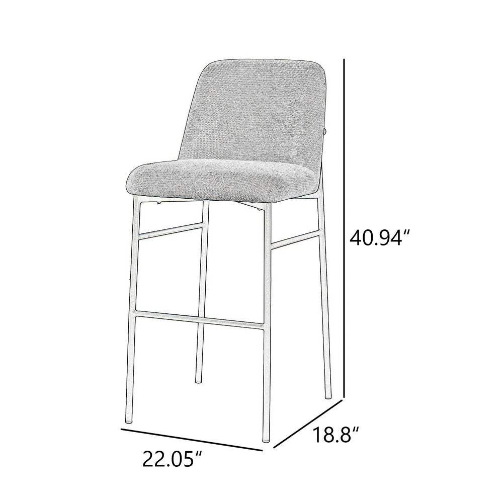 Benjara Ery Bar Height Chair Set of 2, Green Cushions, Black Metal Frame
