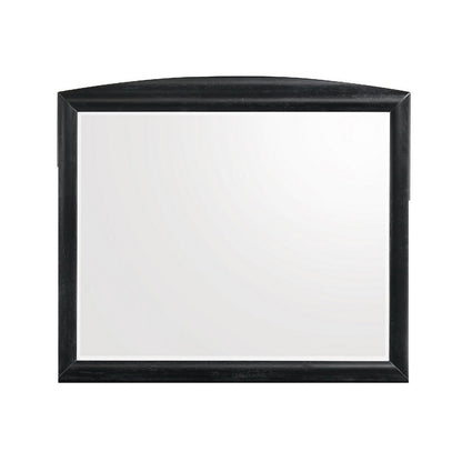 Benjara Sevy Dresser Mirror, Curved Top, Onyx Black Solid Rubberwood, 41x46